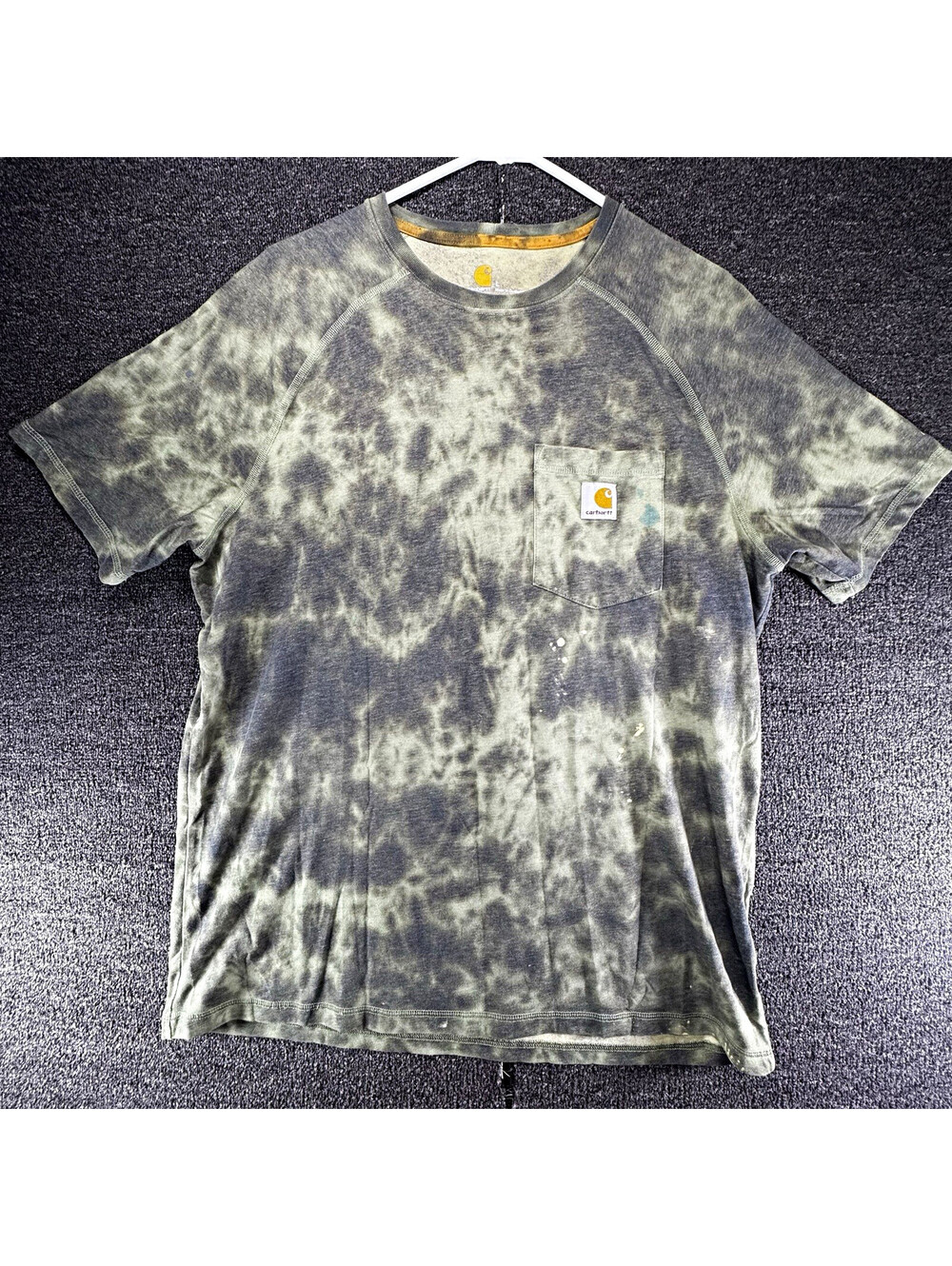 Carhartt Force Relaxed Fit Tie-Dye Pocket T-Shirt Green Gray Mens Size L
